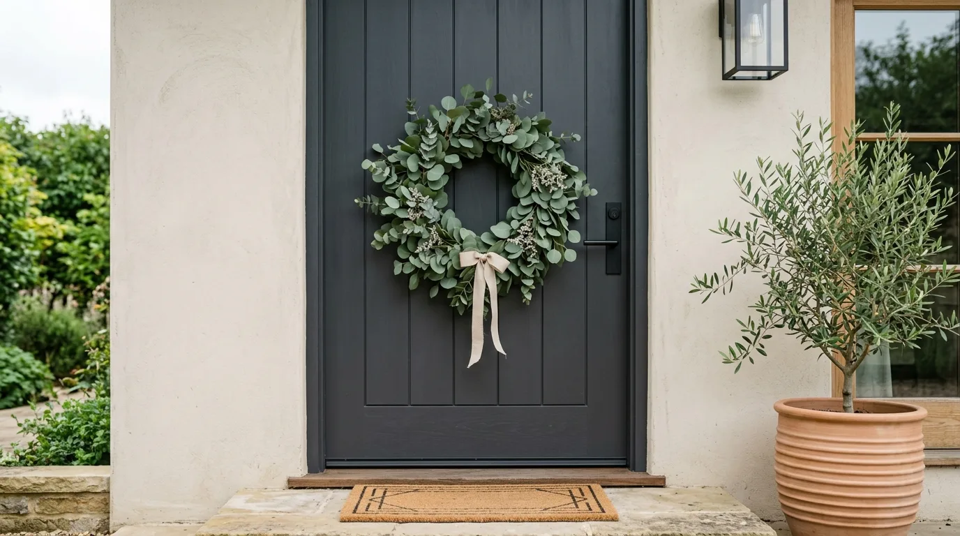 Minimal eucalyptus wreath for St. Patrick's Day